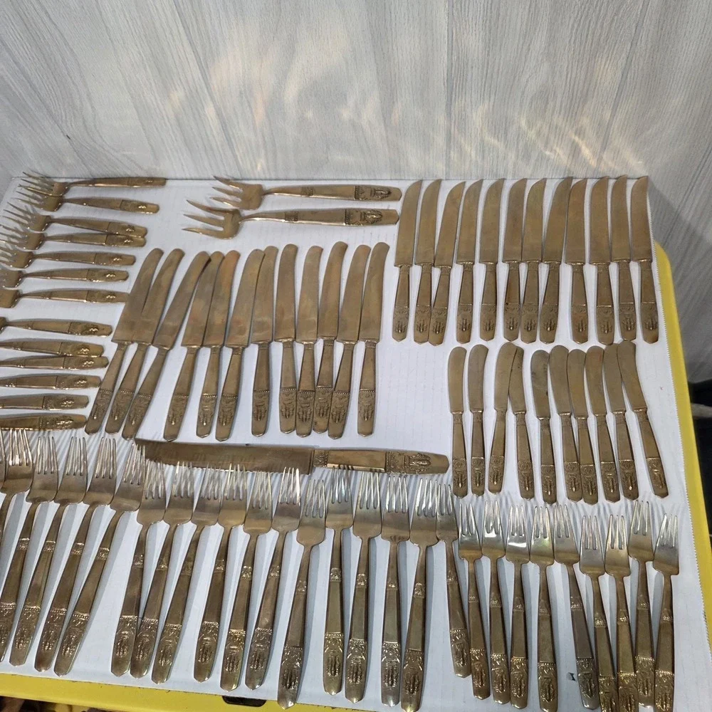 Bronzeware Thai Siam Flatware Set 137 Pieces Elephant Head Thailand Free Ship